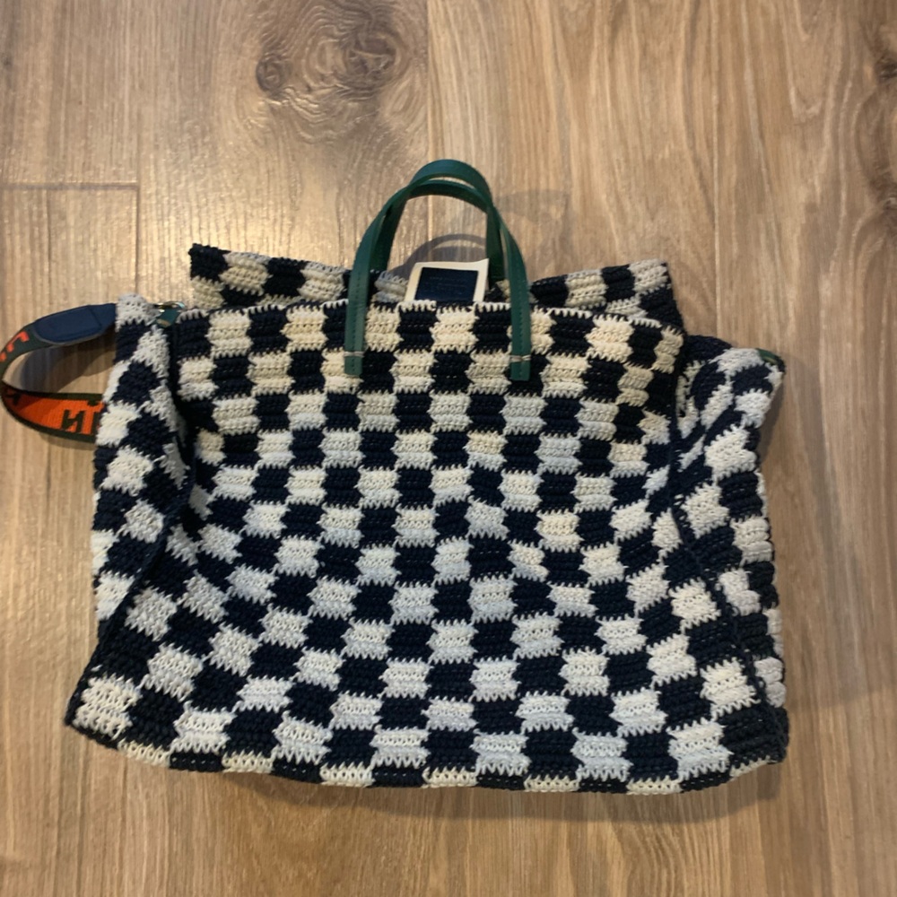 Clare V Black and Cream Checkered Tote - Picture 3 of 11